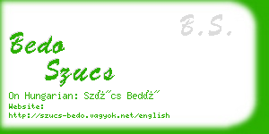 bedo szucs business card